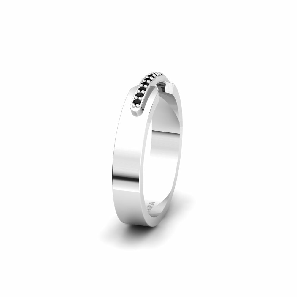 Or Blanc 14k Saphir noir Alliance pour femme Nyvessa