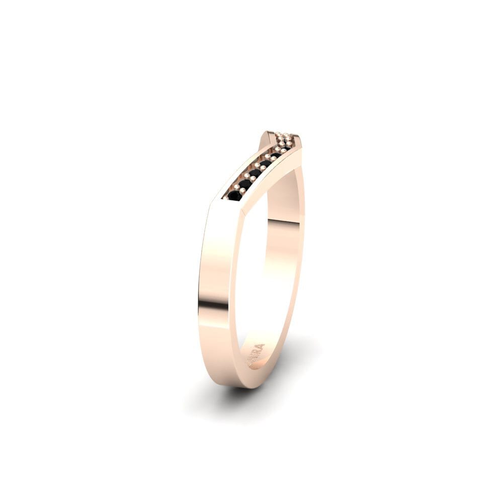14ct Rose Gold Black Onyx Women's Wedding Ring Seralya