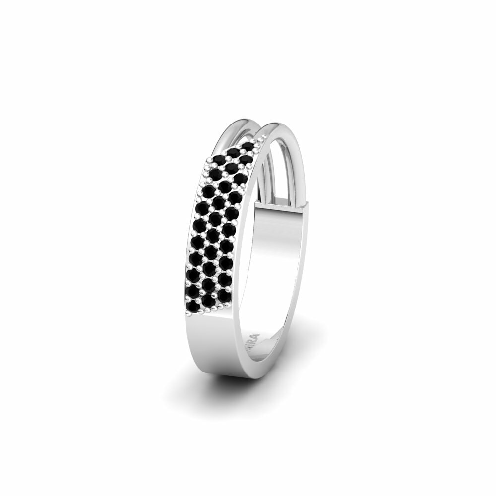 Or Blanc 14k Saphir noir Alliance pour femme Urmera