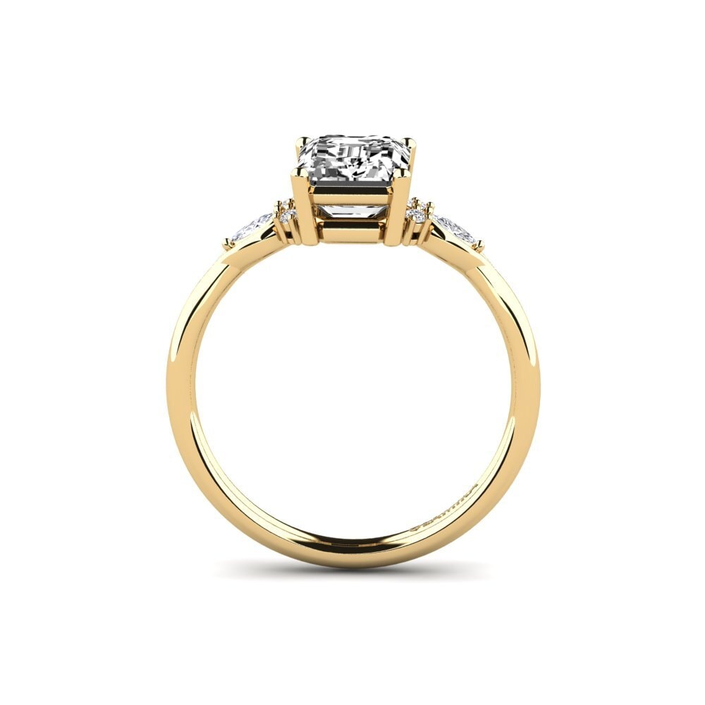 14k 黃色K金 莫桑石 訂婚戒指 Gisu - Emerald 2.15 crt