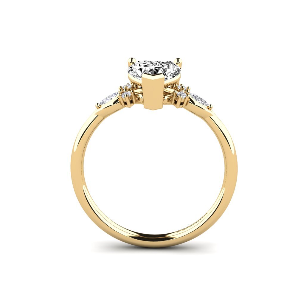 14k 黃色K金 莫桑石 訂婚戒指 Gisu - Heart 0.97 crt