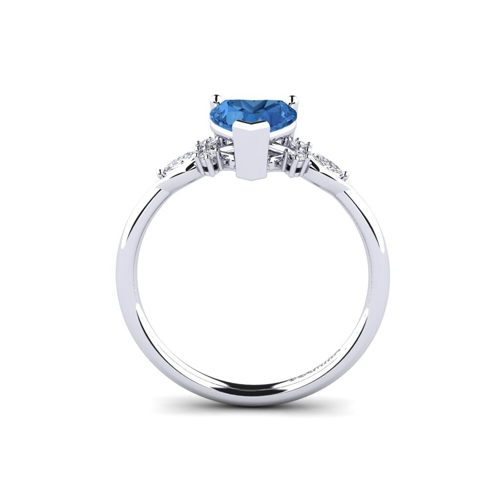 Dark Blue Zirconia Engagement Ring Gisu - Heart 0.97 crt