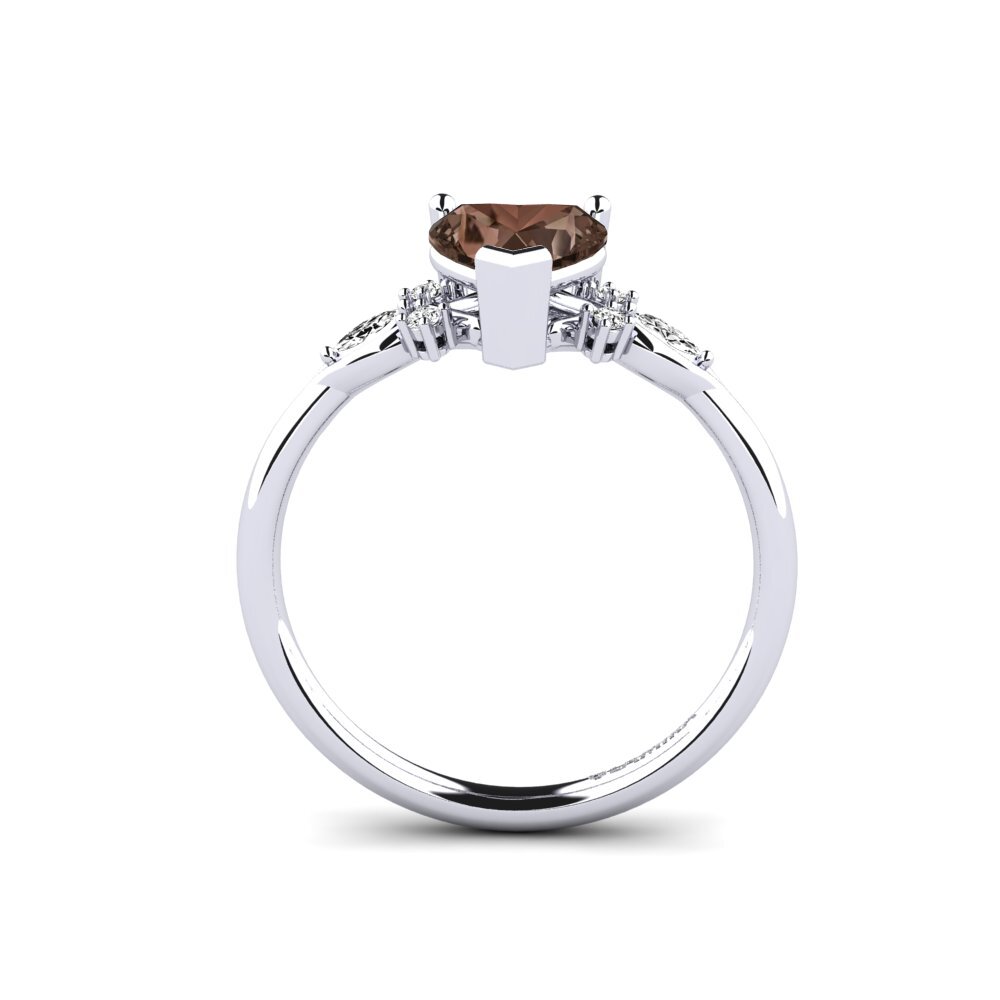 Cuarzo humo Anillo de compromiso Gisu - Heart 0.97 crt