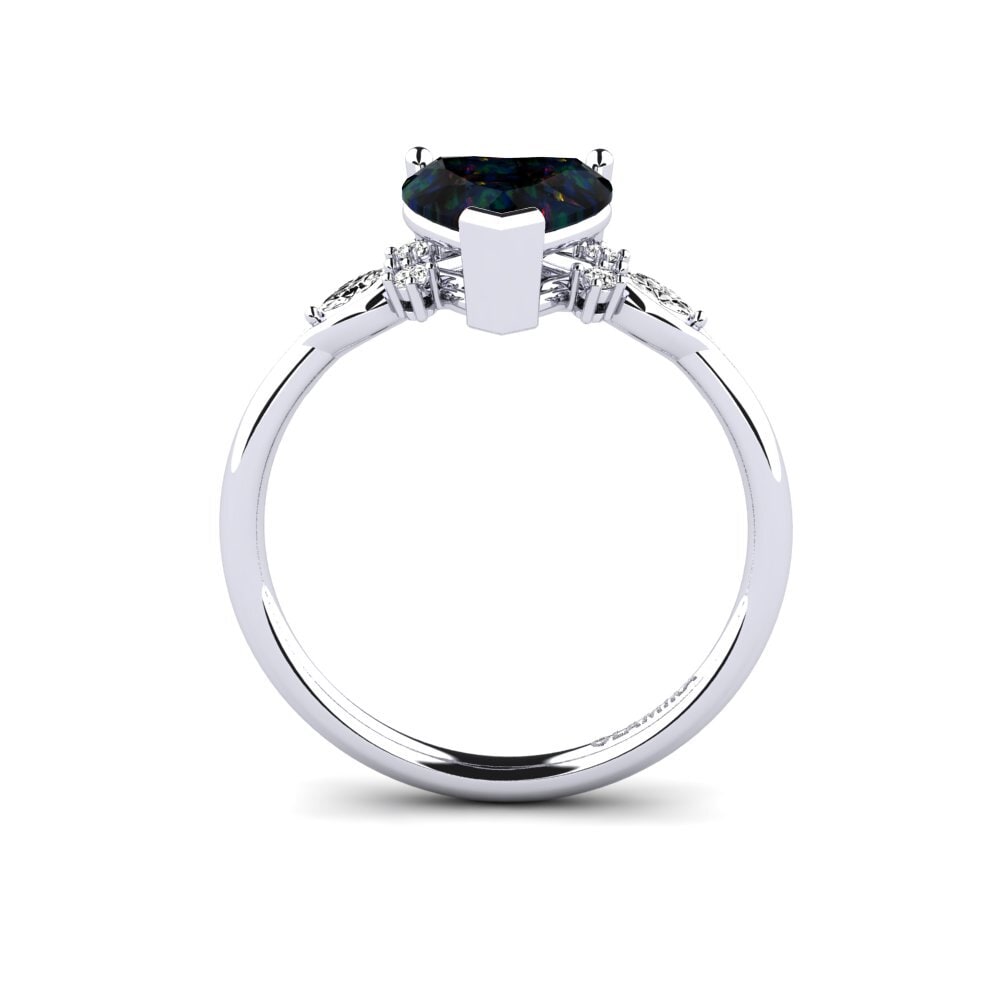 Black Opal Engagement Ring Gisu - Heart 1.50 crt