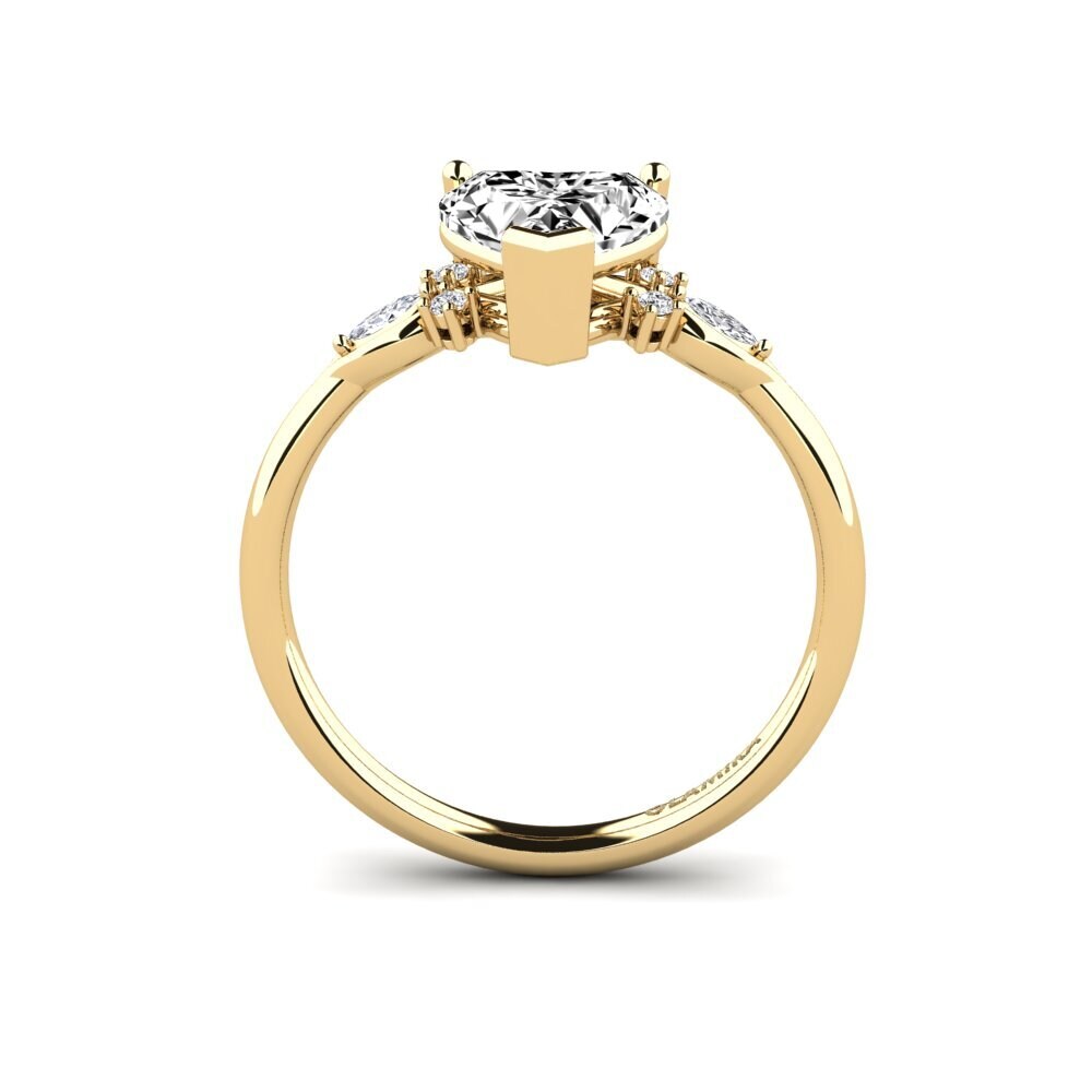 14k 黃色K金 莫桑石 訂婚戒指 Gisu - Heart 1.50 crt