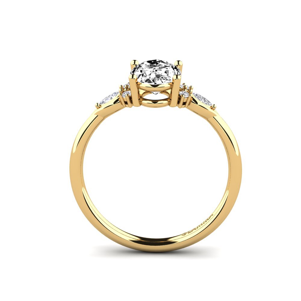 14k 黃色K金 莫桑石 訂婚戒指 Gisu - Oval 1.09 crt