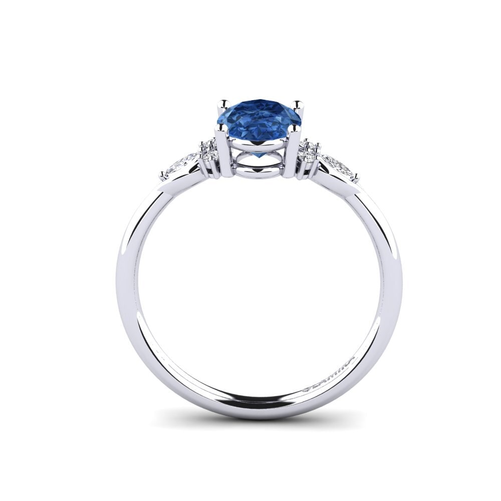 Circonita Azul Oscuro Anillo de compromiso Gisu - Oval 1.09 crt
