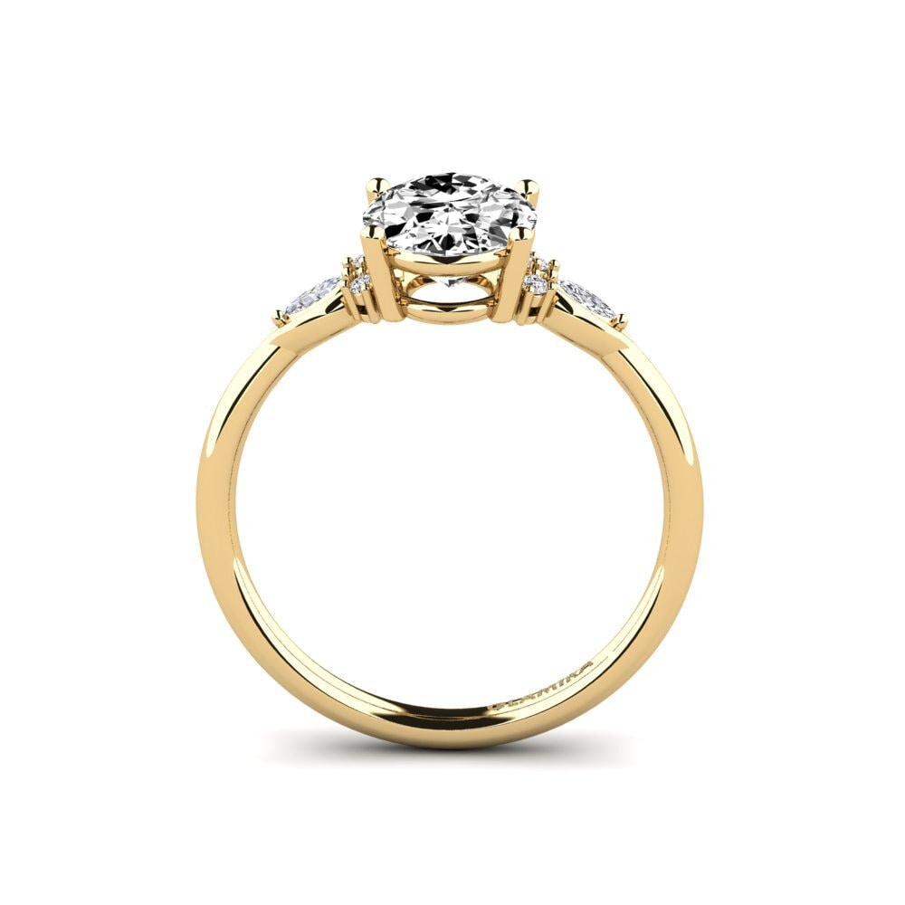 14k 黃色K金 莫桑石 訂婚戒指 Gisu - Oval 1.62 crt