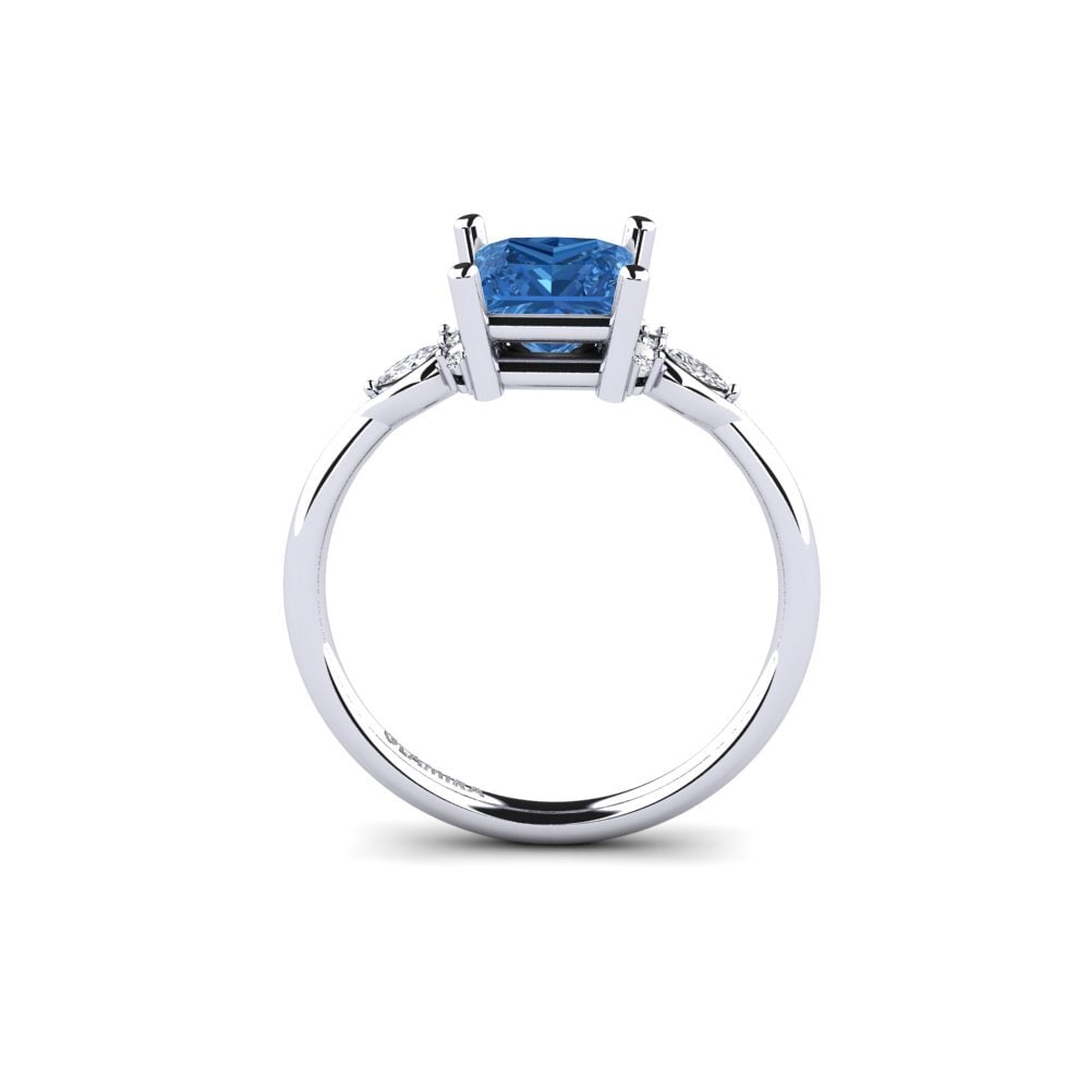 Dark Blue Zirconia Engagement Ring Gisu - Princess 1.25 crt