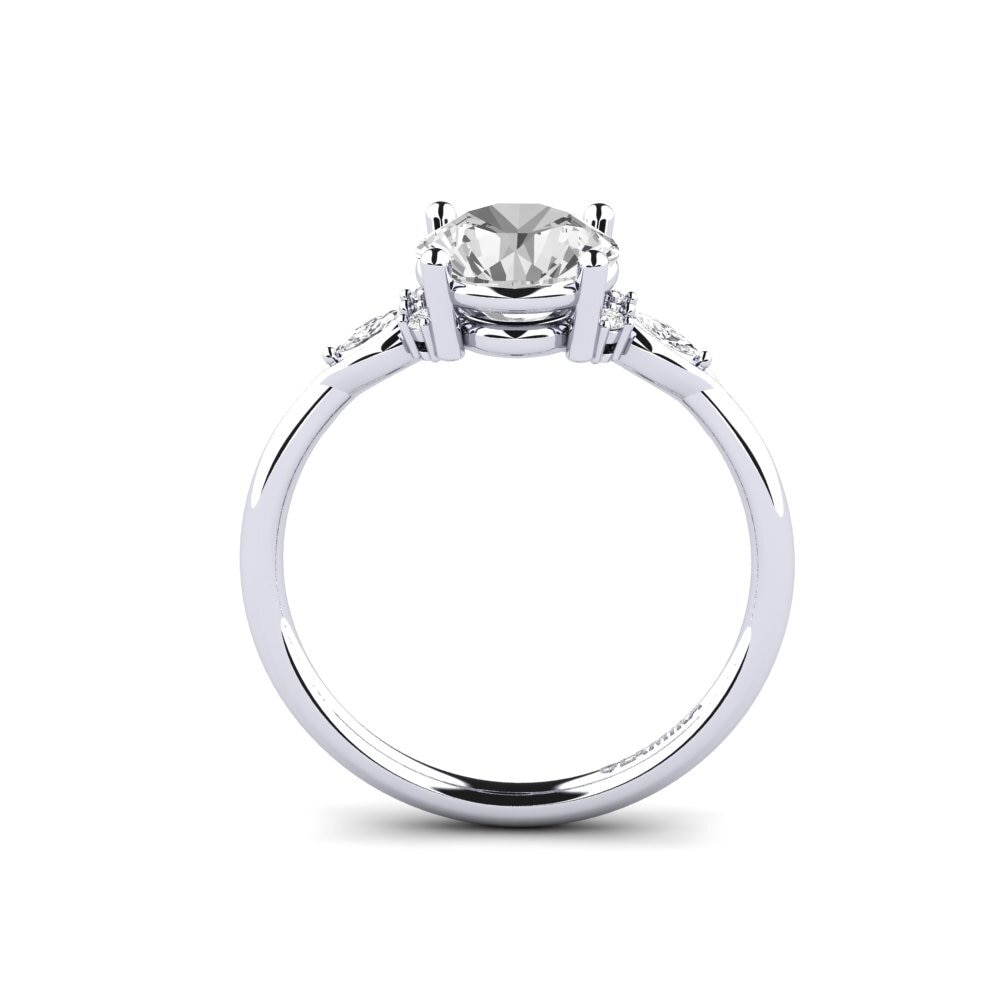 Zafiro blanco Anillo de compromiso Gisu - Round 1.6 crt