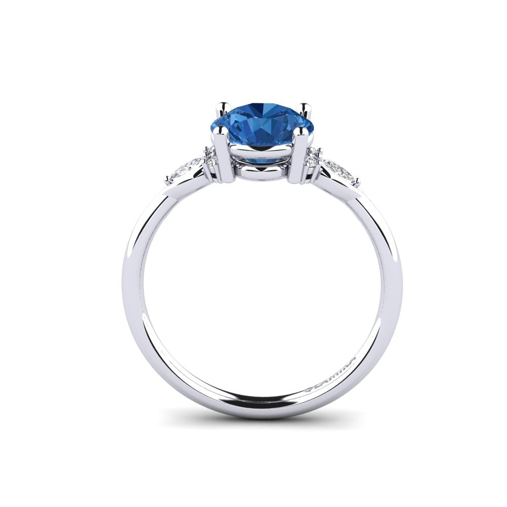 Dark Blue Zirconia Engagement Ring Gisu - Round 1.6 crt