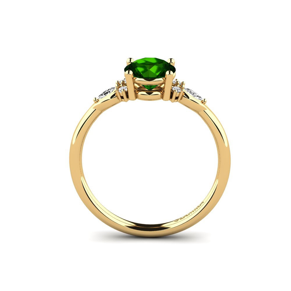 14ct Yellow Gold Green Tourmaline Engagement Ring Gisu - Round 1.0 crt