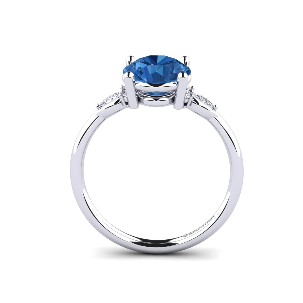Dark Blue Zirconia Engagement Ring Gisu - Round 2.0 crt