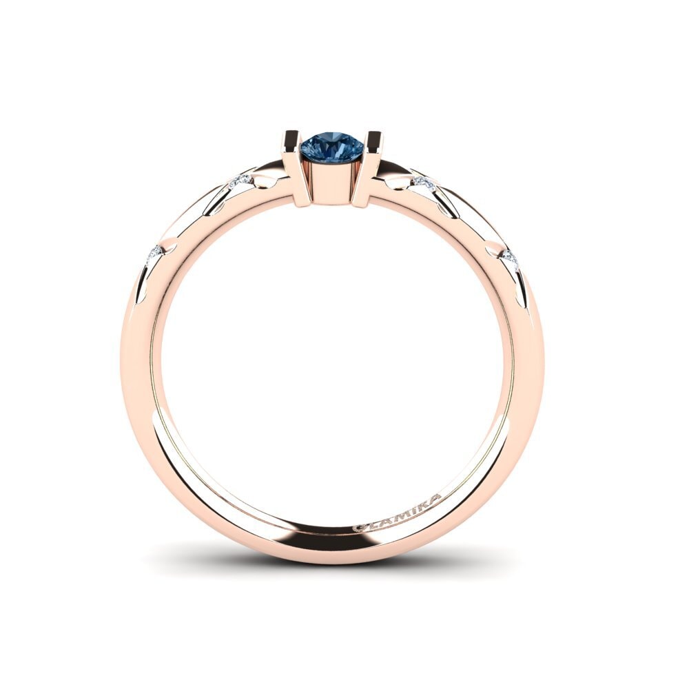 14k Oro Rosa Diamante Azul Anillo de compromiso Alidia