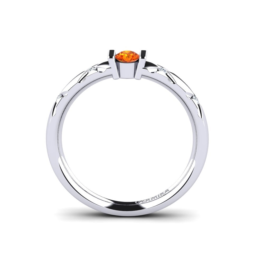 White Silver Orange Sapphire Engagement Ring Alidia