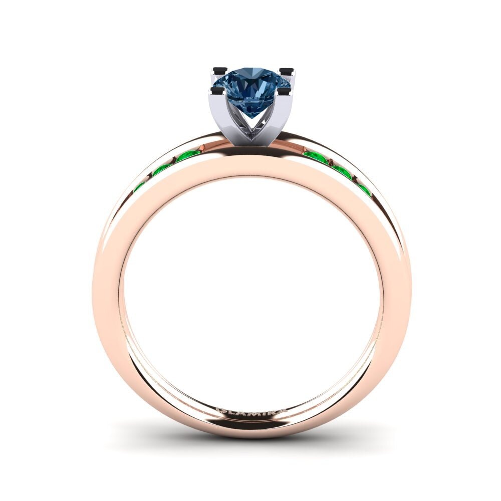 14ct Rose / White Gold Blue Diamond Engagement Ring Bayamine