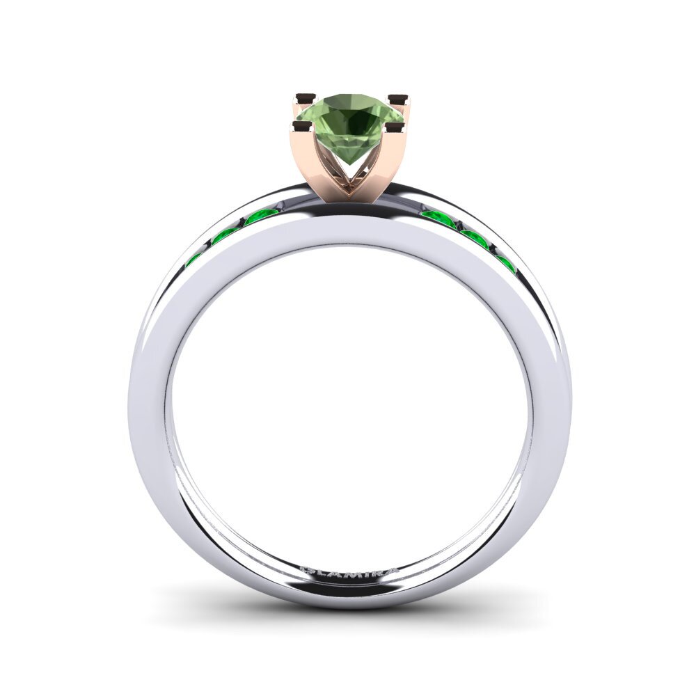 14ct White / Rose Gold Green Sapphire Engagement Ring Bayamine