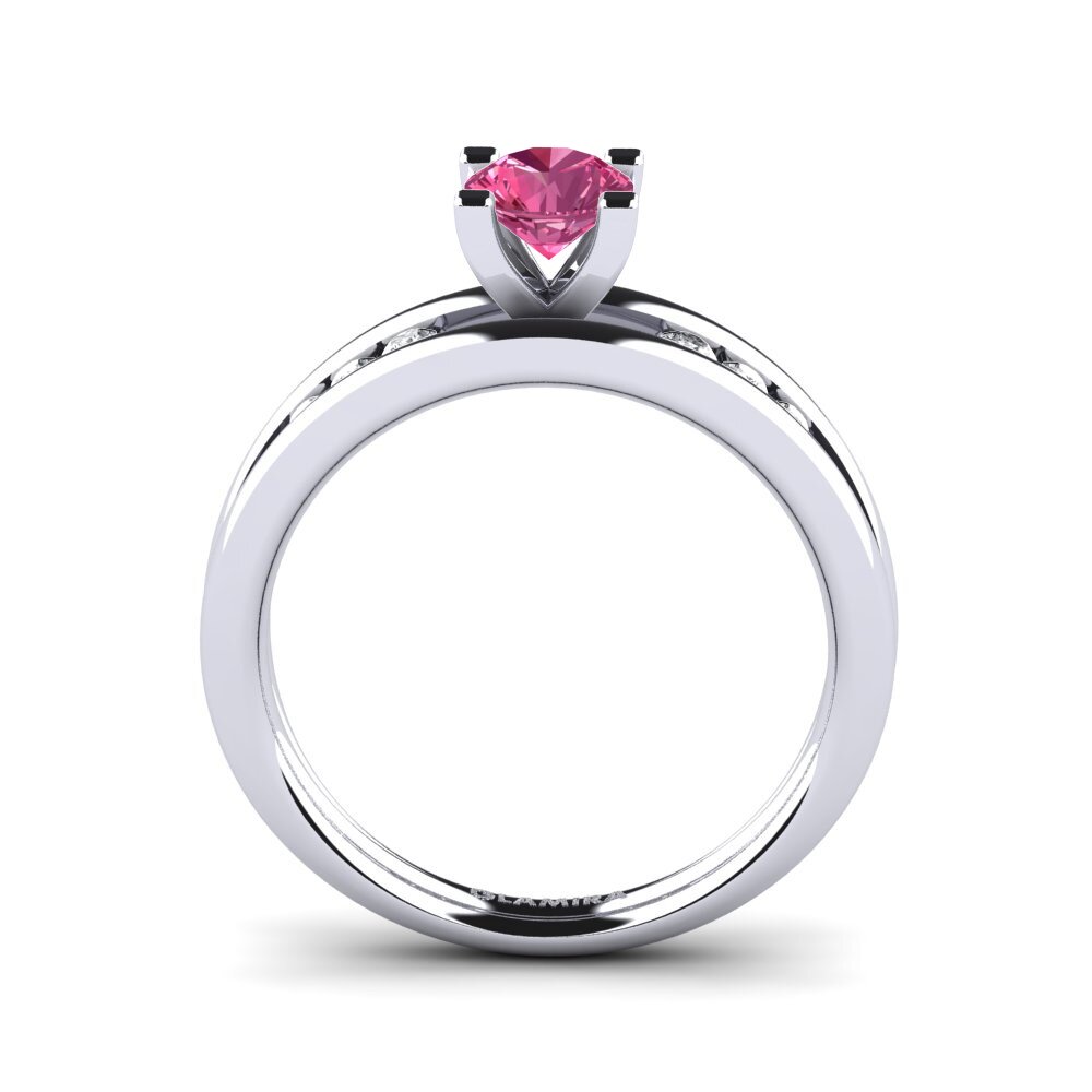 White Silver Pink Tourmaline Engagement Ring Bayamine
