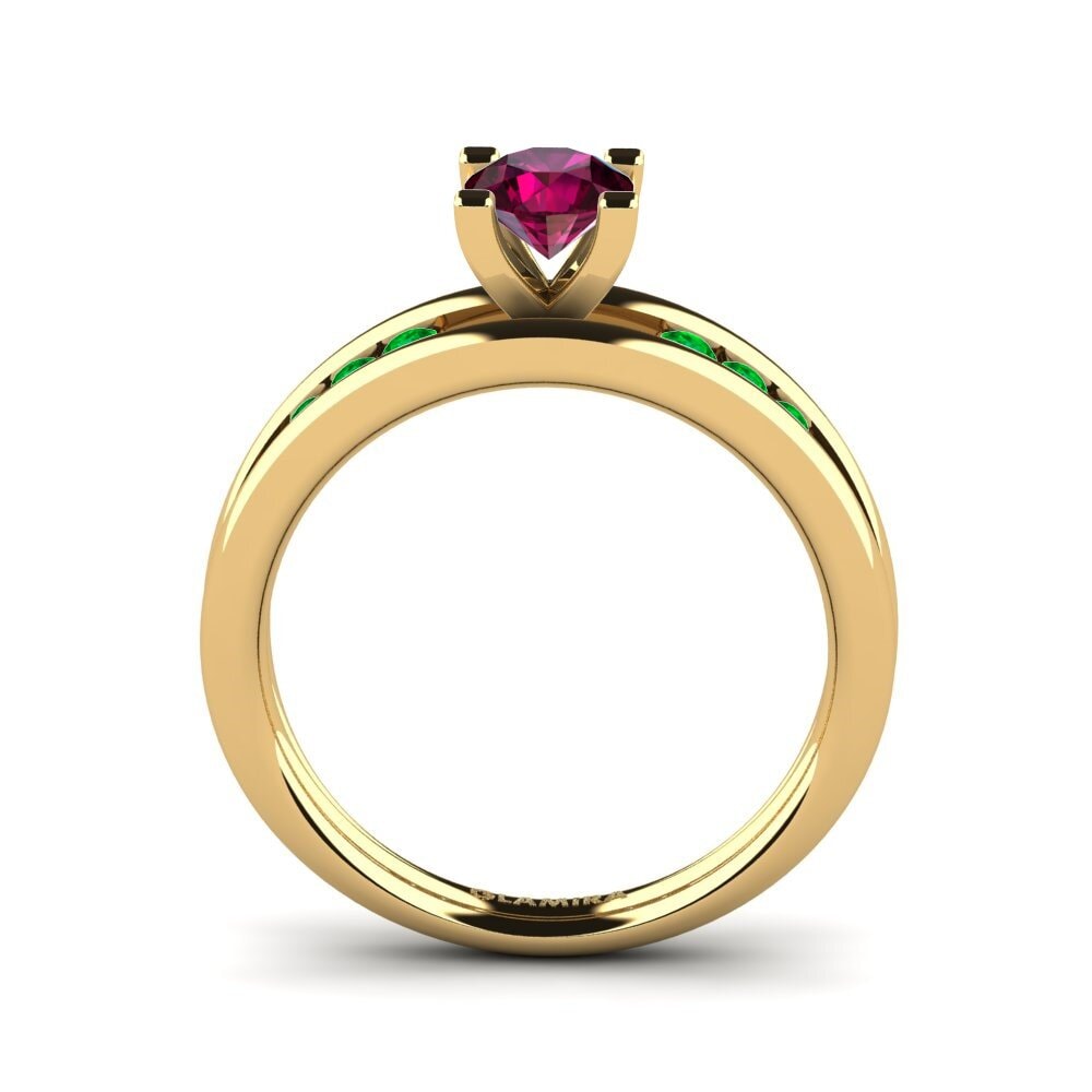 14ct Yellow Gold Rhodolite Garnet Engagement Ring Bayamine
