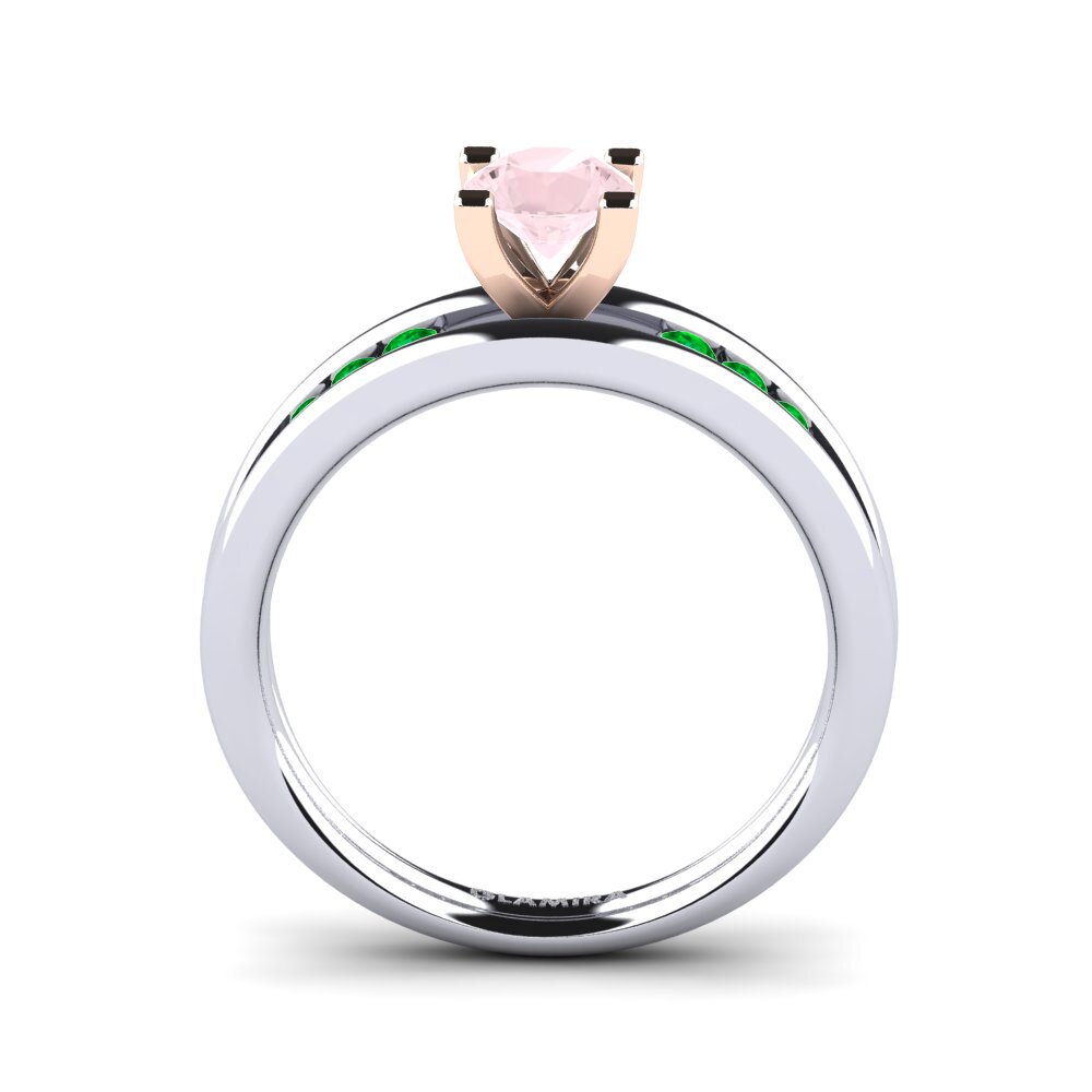 14ct White / Rose Gold Rose Quartz Engagement Ring Bayamine