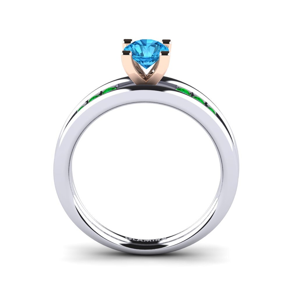 14ct White / Rose Gold Blue Topaz Engagement Ring Bayamine