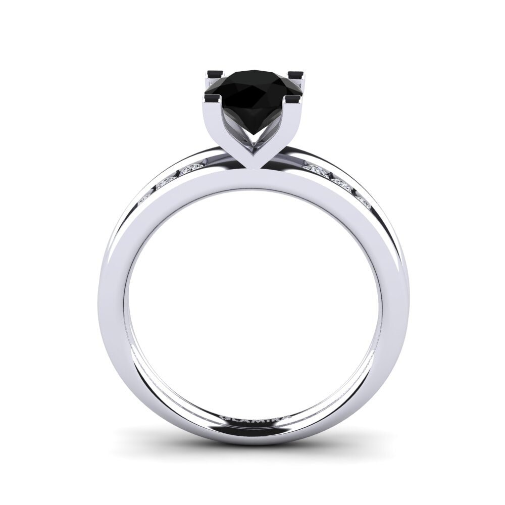 Black Sapphire Engagement Ring Bayamine 1.0 crt