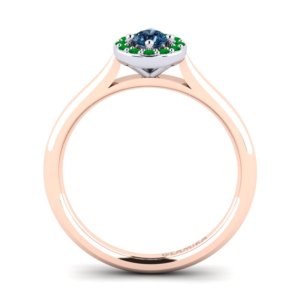 14ct Rose / White Gold Blue Diamond Engagement Ring Brianna