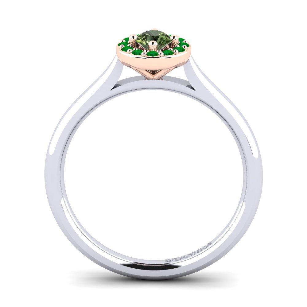 14ct White / Rose Gold Green Sapphire Engagement Ring Brianna
