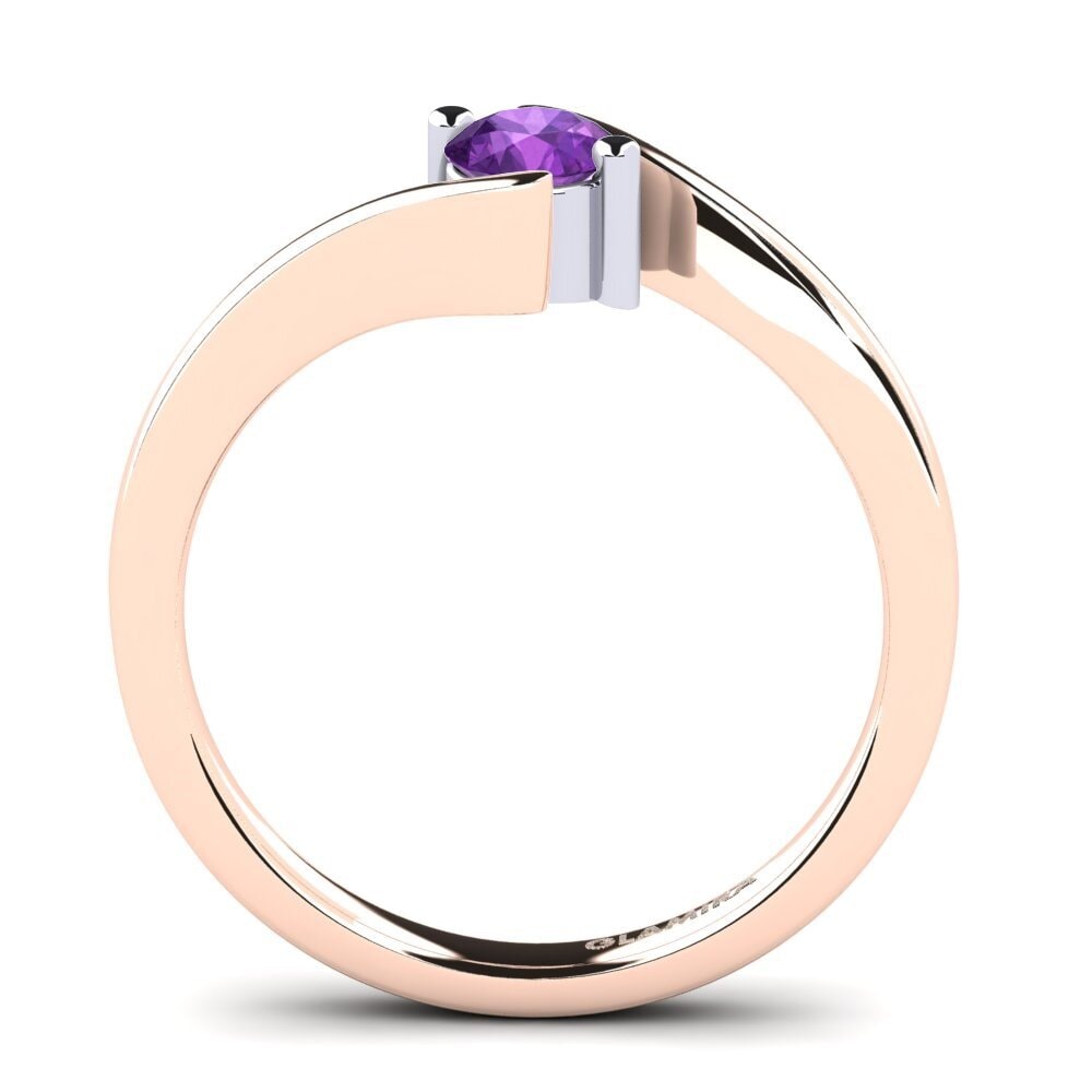 14ct Rose / White Gold Amethyst Engagement Ring Bridal Element