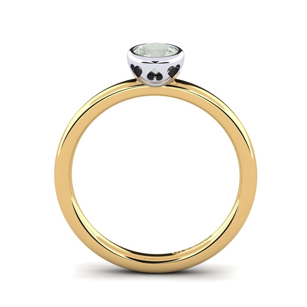 14k Oro Amarillo & Blanco Amatista verde Anillo de compromiso Bridal Passion 0.5crt