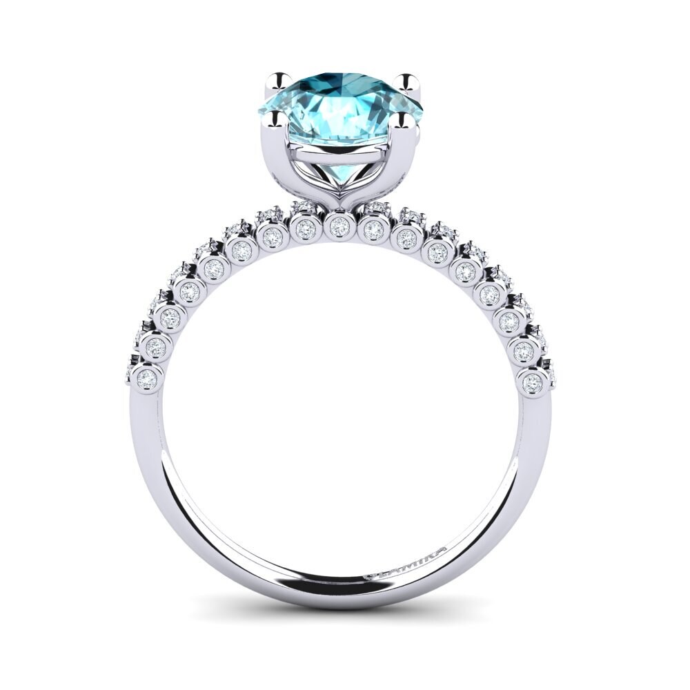 Blue Zircon Engagement Ring Cannoli 2.0 crt