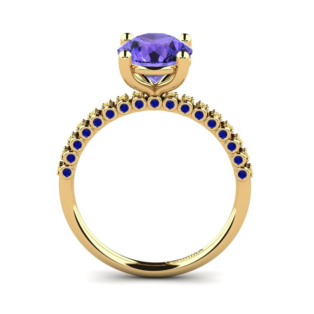14ct Yellow Gold Tanzanite Engagement Ring Cannoli 2.0 crt