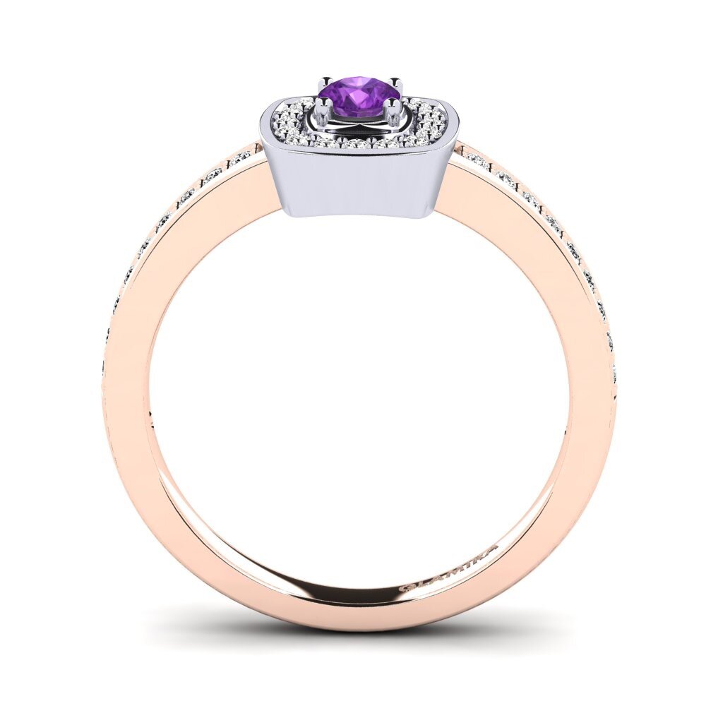 14ct Rose / White Gold Amethyst Engagement Ring Claire