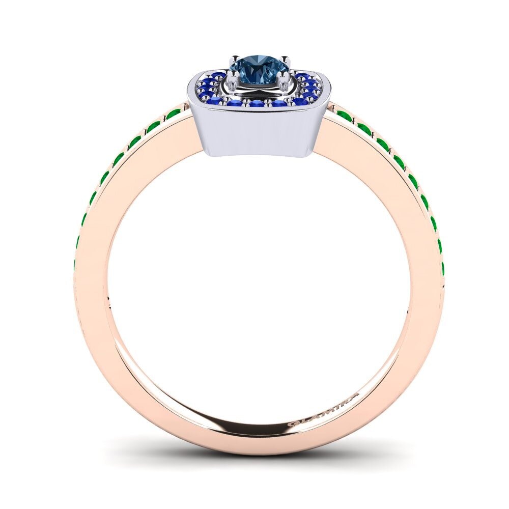 14ct Rose / White Gold Blue Diamond Engagement Ring Claire