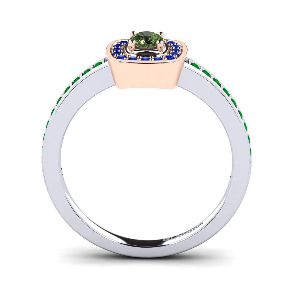 14ct White / Rose Gold Green Sapphire Engagement Ring Claire