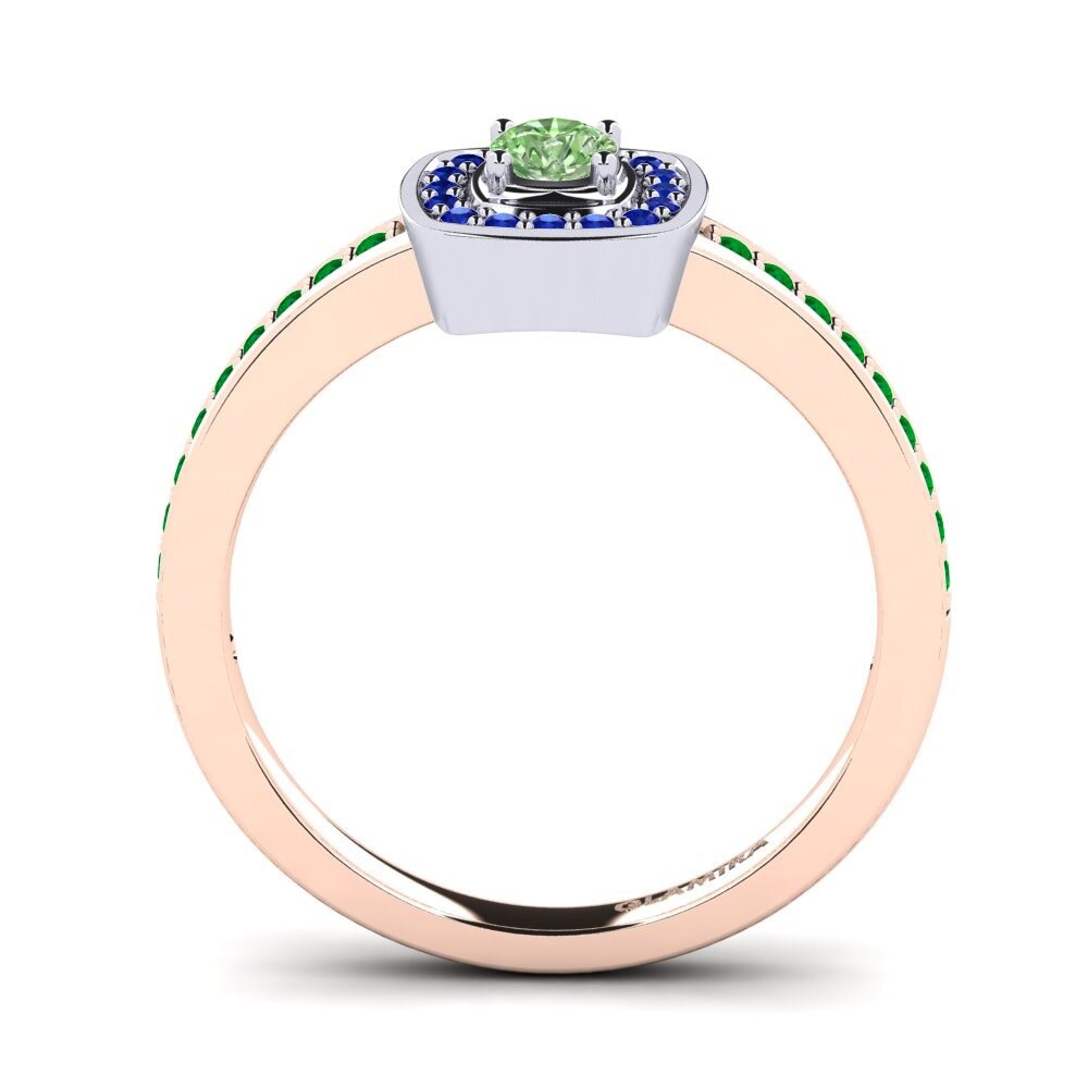 14ct Rose / White Gold Green Diamond Engagement Ring Claire