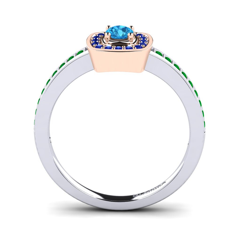 14ct White / Rose Gold Blue Topaz Engagement Ring Claire