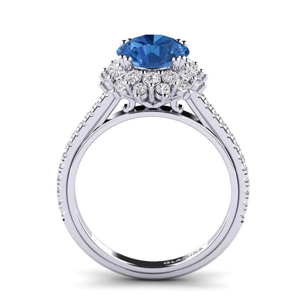 Dark Blue Zirconia Engagement Ring Daffney 2.0 crt