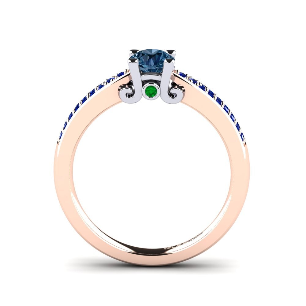 14ct Rose / White Gold Blue Diamond Engagement Ring Donielle