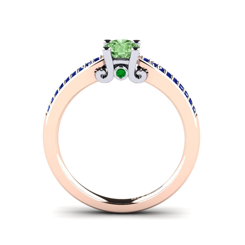 14ct Rose / White Gold Green Diamond Engagement Ring Donielle