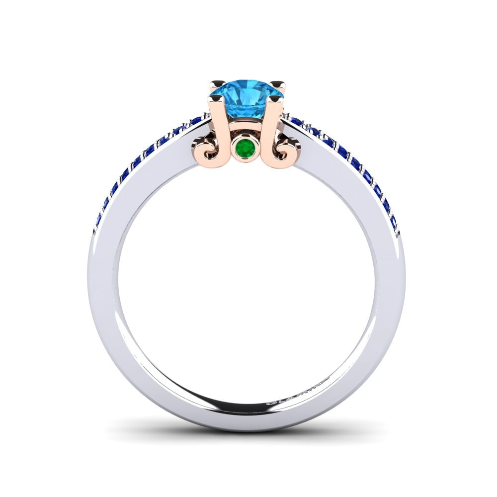 14ct White / Rose Gold Blue Topaz Engagement Ring Donielle
