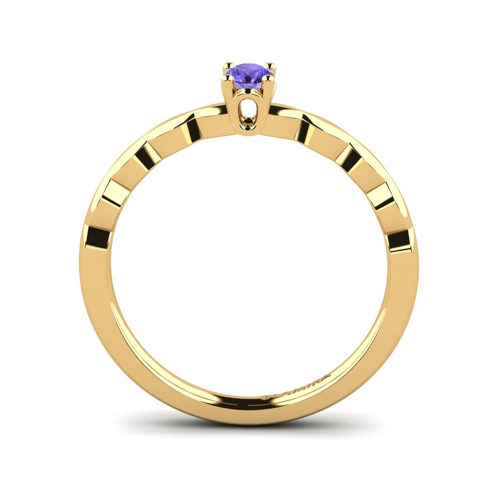 18k Oro Amarillo Tanzanita Anillo de compromiso Effie 0.1 crt
