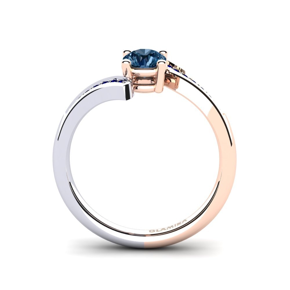 14ct Rose / White Gold Blue Diamond Engagement Ring Elloine