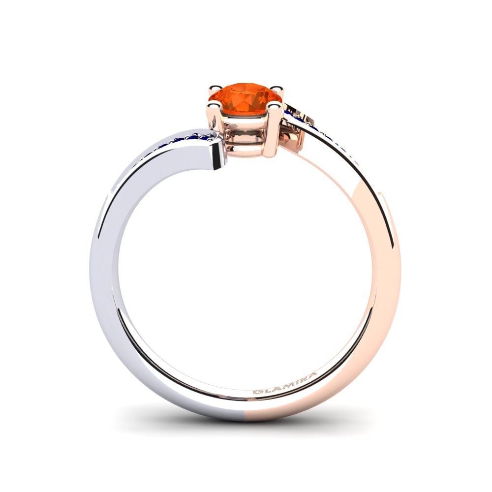14ct Rose / White Gold Fire-Opal Engagement Ring Elloine