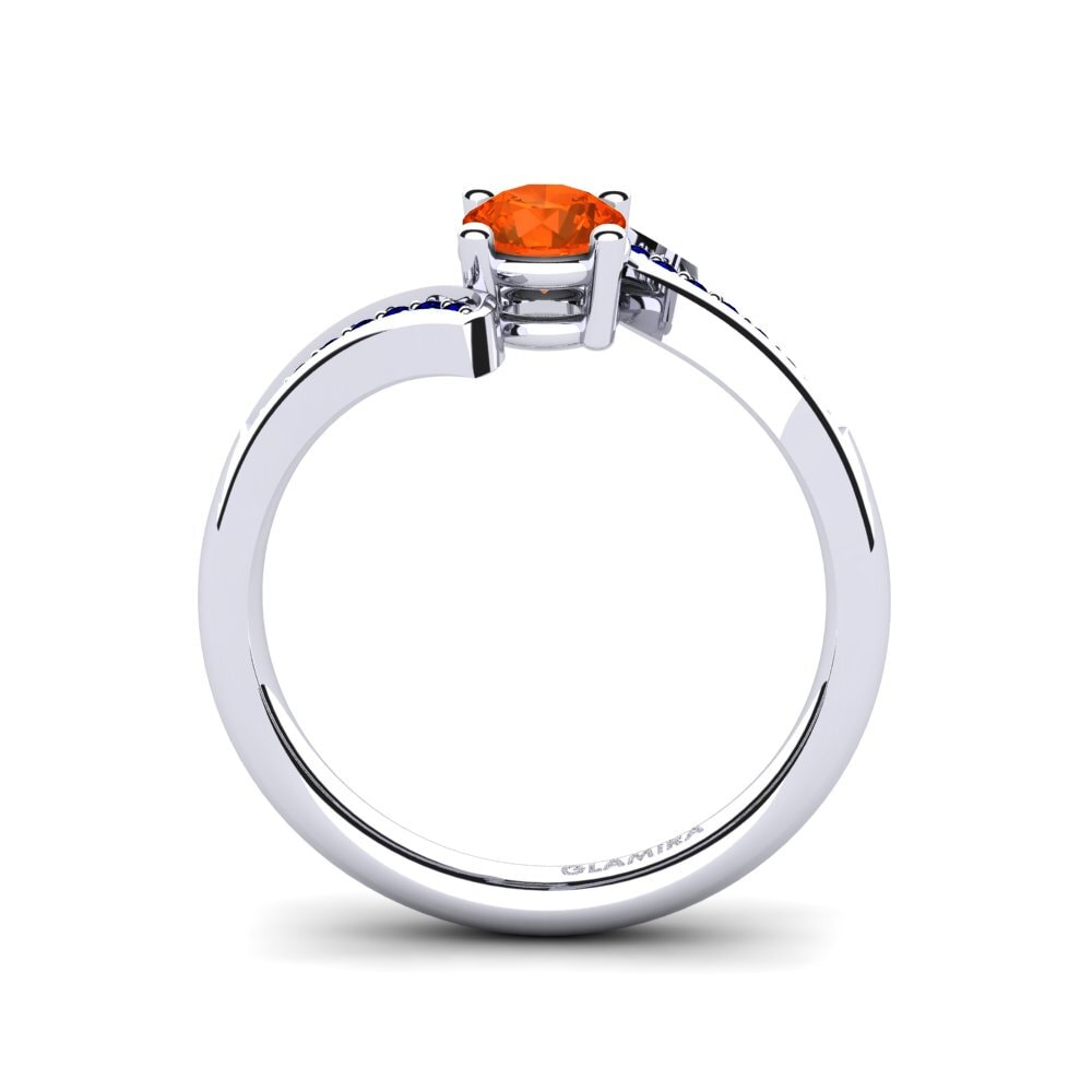 18ct White Gold Fire-Opal Engagement Ring Elloine