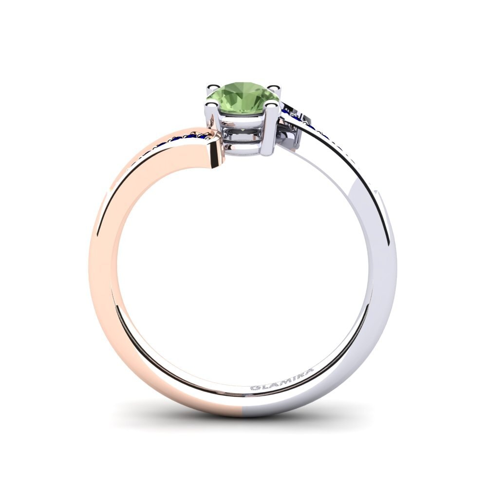 14ct White / Rose Gold Green Sapphire Engagement Ring Elloine