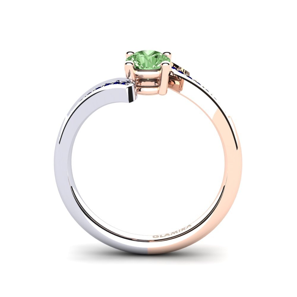 14ct Rose / White Gold Green Diamond Engagement Ring Elloine