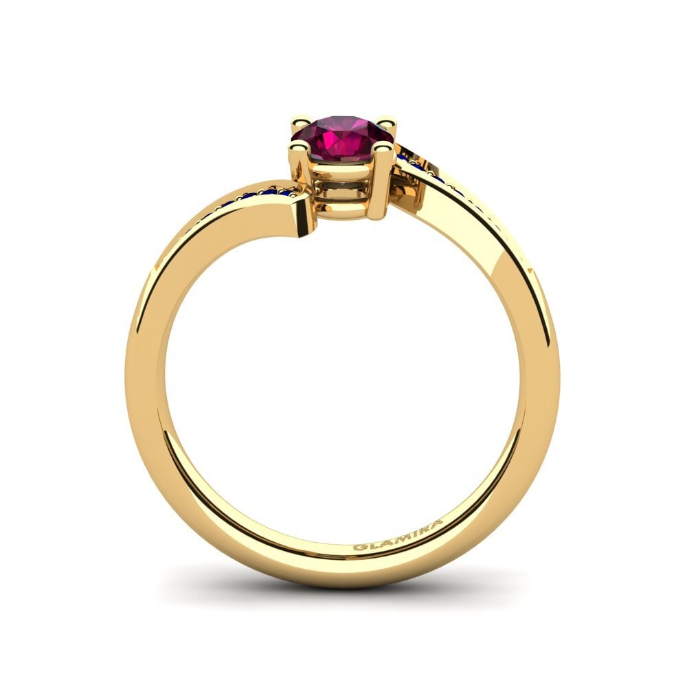 14ct Yellow Gold Rhodolite Garnet Engagement Ring Elloine