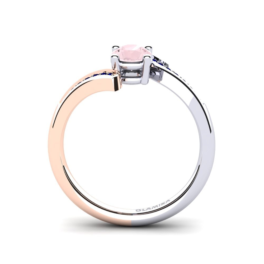 14ct White / Rose Gold Rose Quartz Engagement Ring Elloine