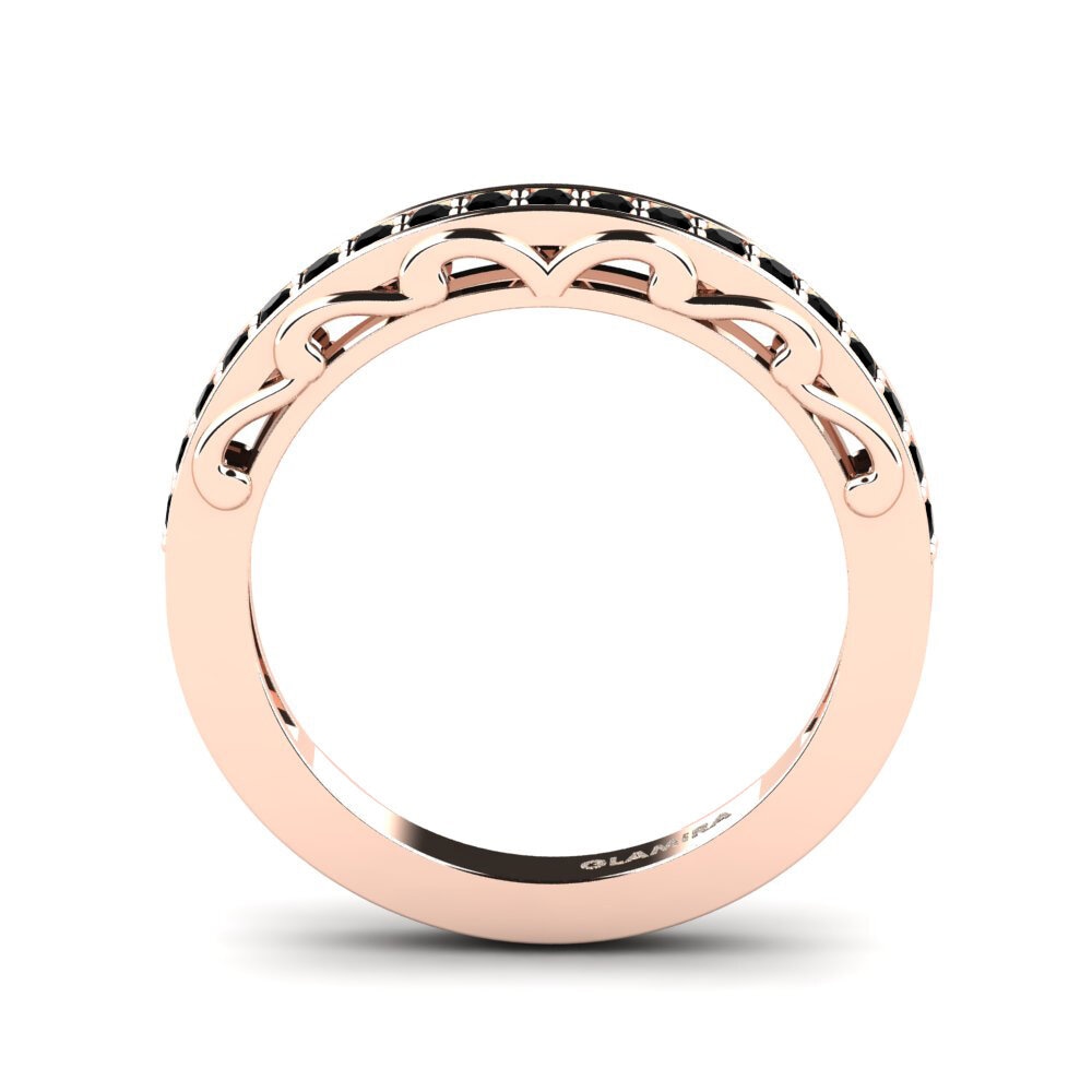 18ct Rose Gold Black Diamond Bridal Set Gemmiferous Ring B